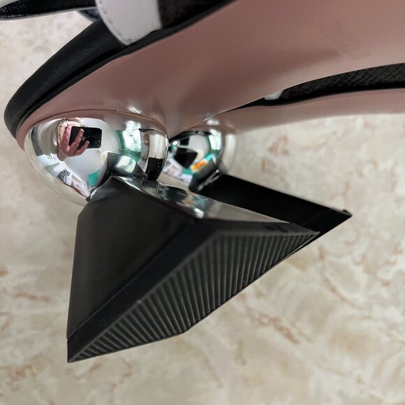 NWOB Jady Rose Sz 7.5 Tri Color Slingback Sculptural Heel Detail Pointed Toe - Picture 6 of 12